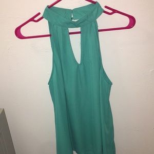turquoise tank top open chest